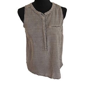 Ava Christine Womens Black White Geometric Pattern Sleeveless Blouse Medium